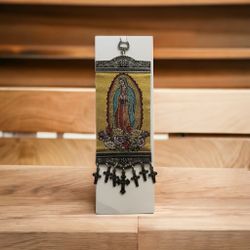 Guadalupe Virgin Mary Religious icon banners Pure Cotton with Gold Yarn Wall