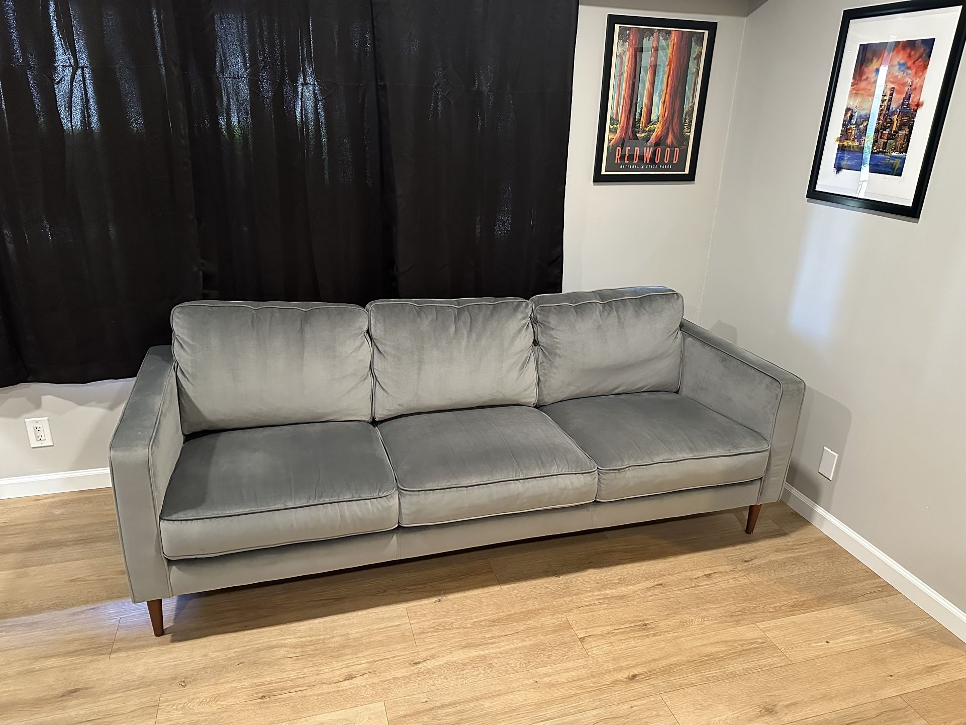 Modern Grey Velvet Sofa