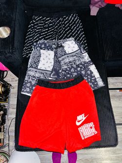 Nike Force Red Shorts Bundle with Patterned Shorts and Shirts