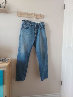 Levis 501 button up fly jeans orange tab