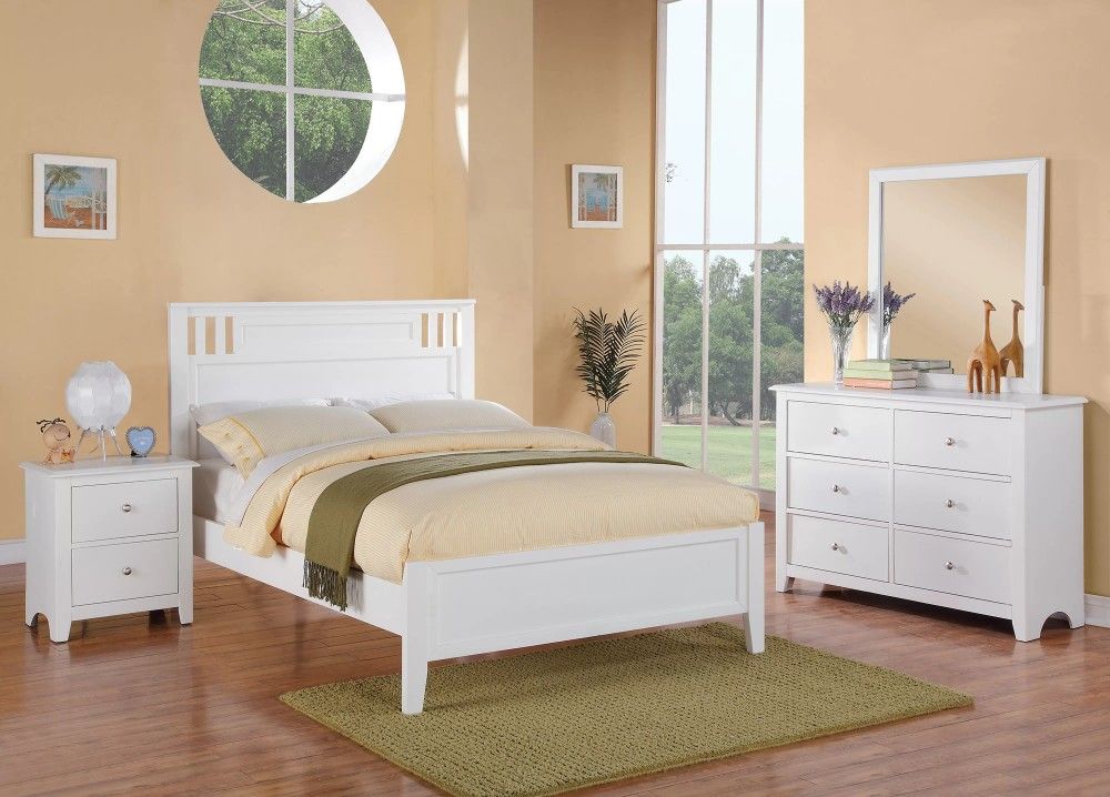 Brand New White Or Black Full Size Bedframe + Dresser + Mirror + Nighatand 4PCs Set