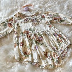 Baby Floral Romper w/ Headband *Size 90