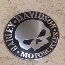 Harley Davidson Motorcycle Emblem Metal Decal Willie G Skull Black & Stainless