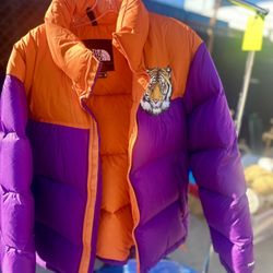 The North Face 700 Down Puffer Jacket Orange Purple Tiger Patch Men’s Medium Rare