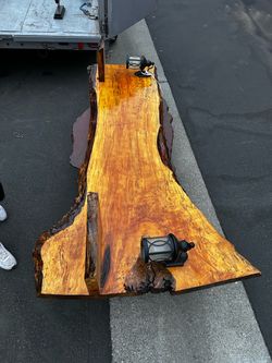 8 ft Live Edge Wood wall mount w lights