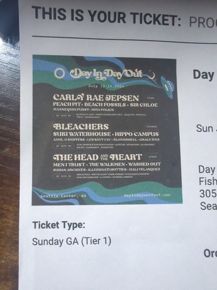 Day In Day Out Ticket
