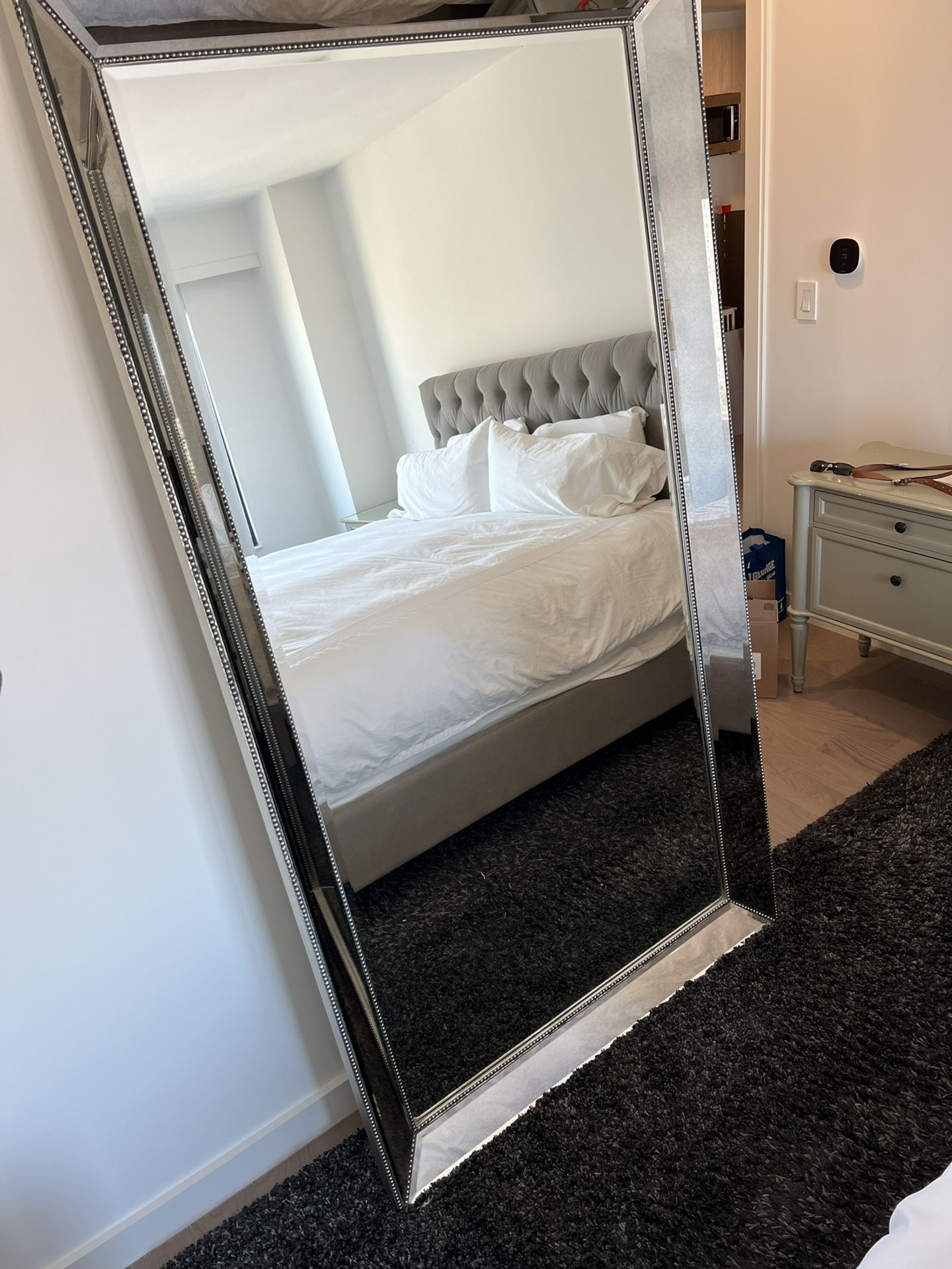 Pottery Barn Tall Floor Mirror With Antiqued Edge