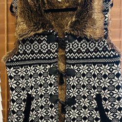 Gorgeous Vintage Bass Faux Fur Lined Vest Size XL