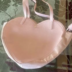 Pink Heart Shaped Purse, soft Leather