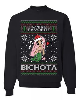 Santa's Favorite Bichota Ugly Christmas Sweatshirt size L