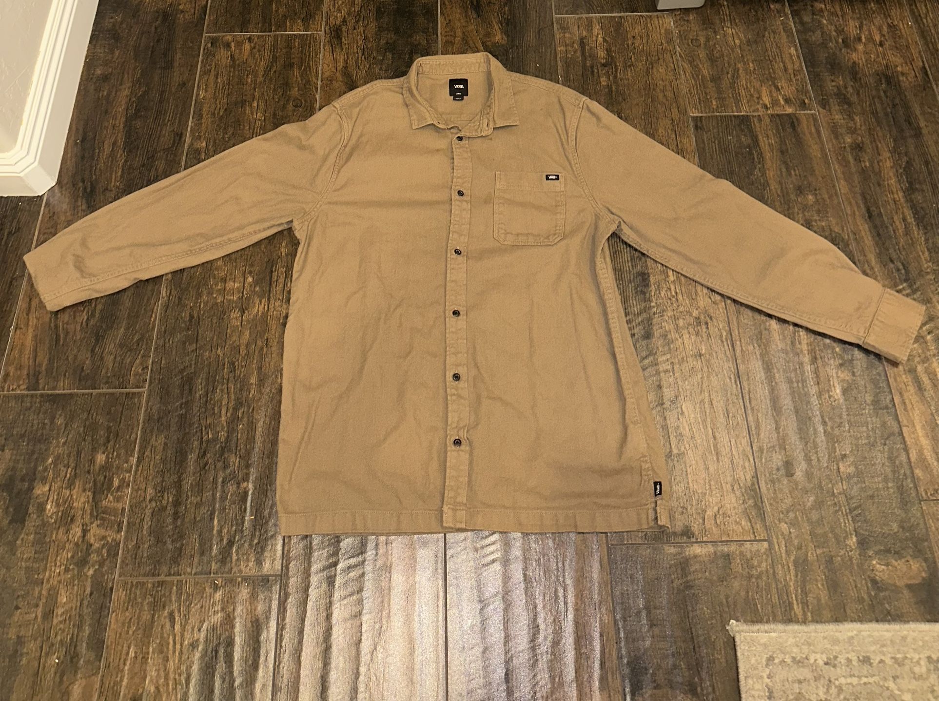 Vans XL Long Sleeve Button Up TAN