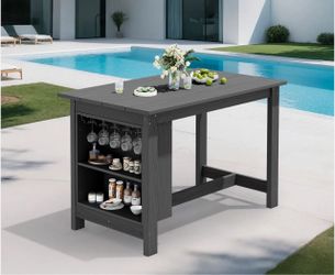 Outdoor Bar Table with Storage Shelves