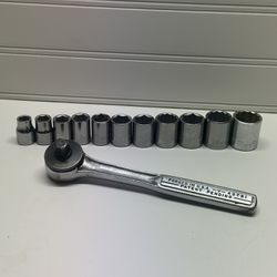 Craftsman 3/8” Drive Ratchet #43781 V- and 11 Metric Sockets ( 9mm - 19mm) USA