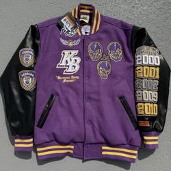 Men’s NBA Los Angeles Lakers Kobe Bryant Wool Varsity Jacket Brand X Purple XL