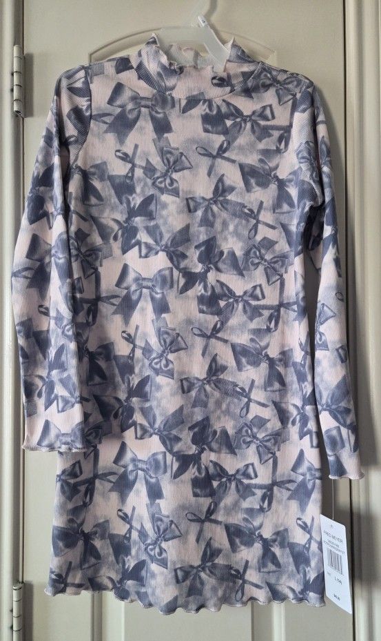 NWT Stitch & Pine Pink Bow High Neck Dress - Girls L (14)