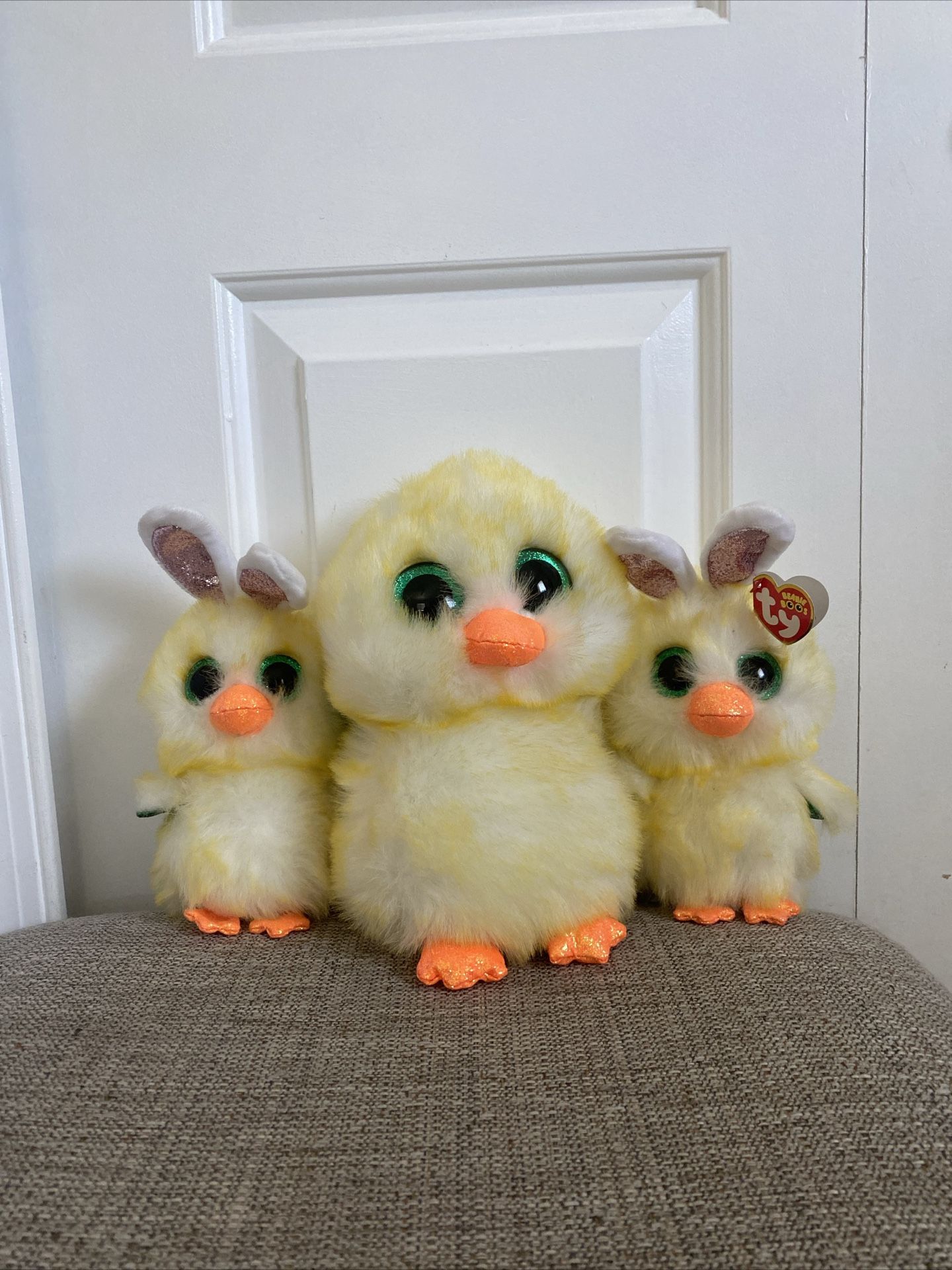 Bundle Of TY beanie Boos Collection LEMON DROP 2019 9in, Two COOP chick 6in