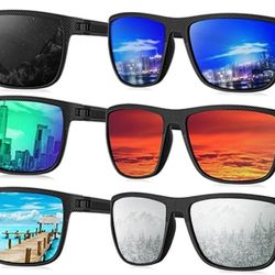 Polarized Sunglasses for Men, Sunglasses Mens Polarized for Driving, Fishing, Golf, 6PACKS