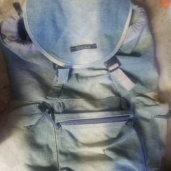 distressed denim backpack