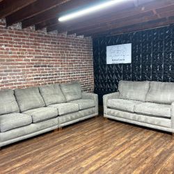 Free Delivery- La Z Boy gray sofa/couch + loveseat