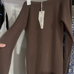 Brown Off The Shoulder Dress
