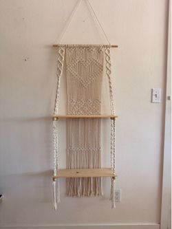 Macrame 2-Tier Floating Wall Shelves
