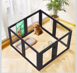 FXW AuraSpace 24" Clear Acrylic Indoor Dog Playpen 8 Panel Black Open Box