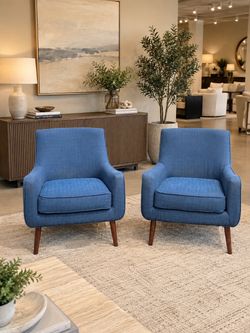 Blue Modern Accent / Arm Chairs Set of 2 [FREE Delivery]