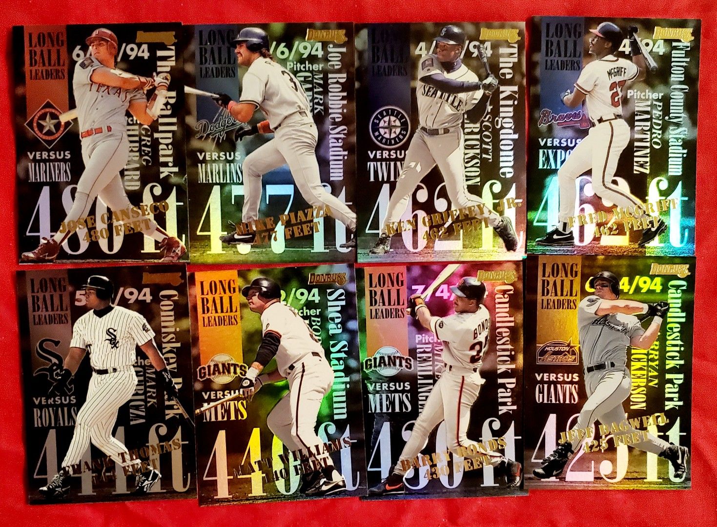 1994 Set Of 8 Baseballs Long Ball Hitters