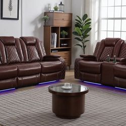 💥FREE DELIVERY💥Brand New POWER, LED, USB  2PC Reclining Sofa Loveseat Set 