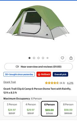 Ozark Trail Clip & Camp 6-Person Dome Tent