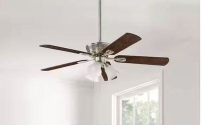 Hampton Bay Glendale III 52 in. LED Indoor Brushed Nickel Ceiling Fan with Light Kit