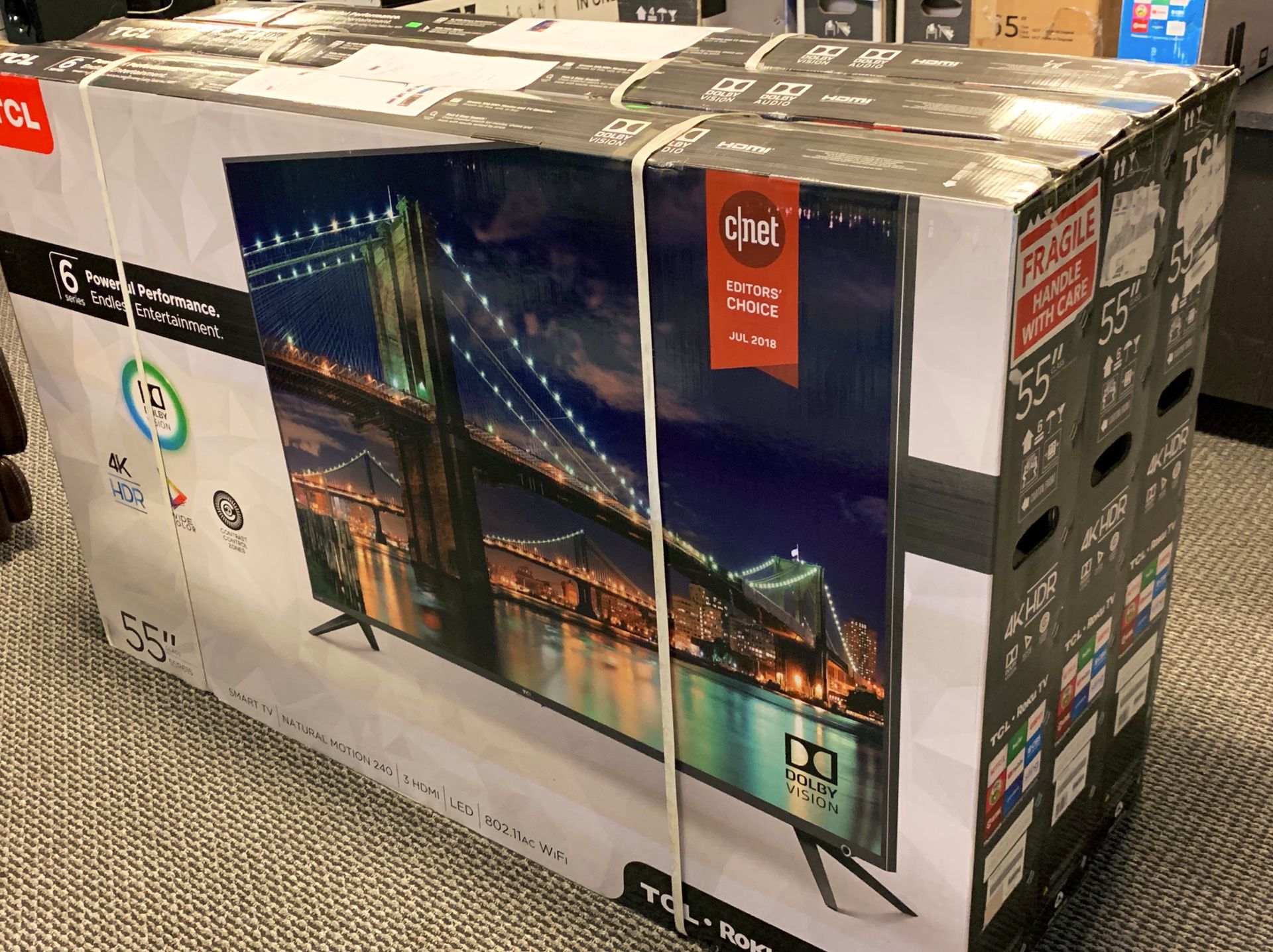 New TCL 55” R615 Ultra 4K Roku Smart TV