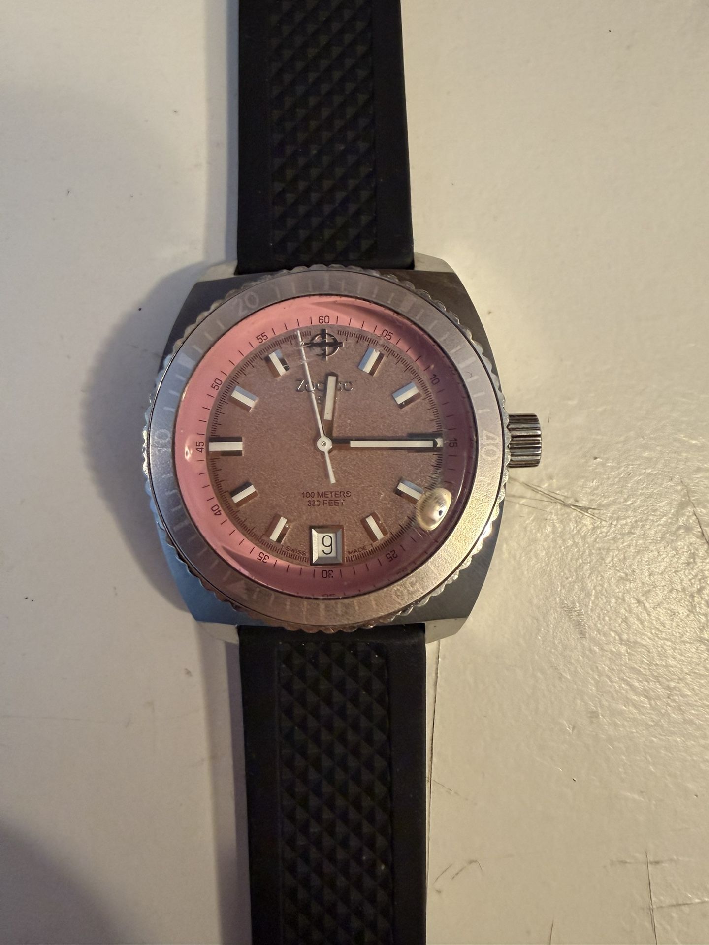 ⌚️ For Sale: Unique Zodiac Sea Dragon Dive Watch - Salmon/Pink Dial! ⌚️