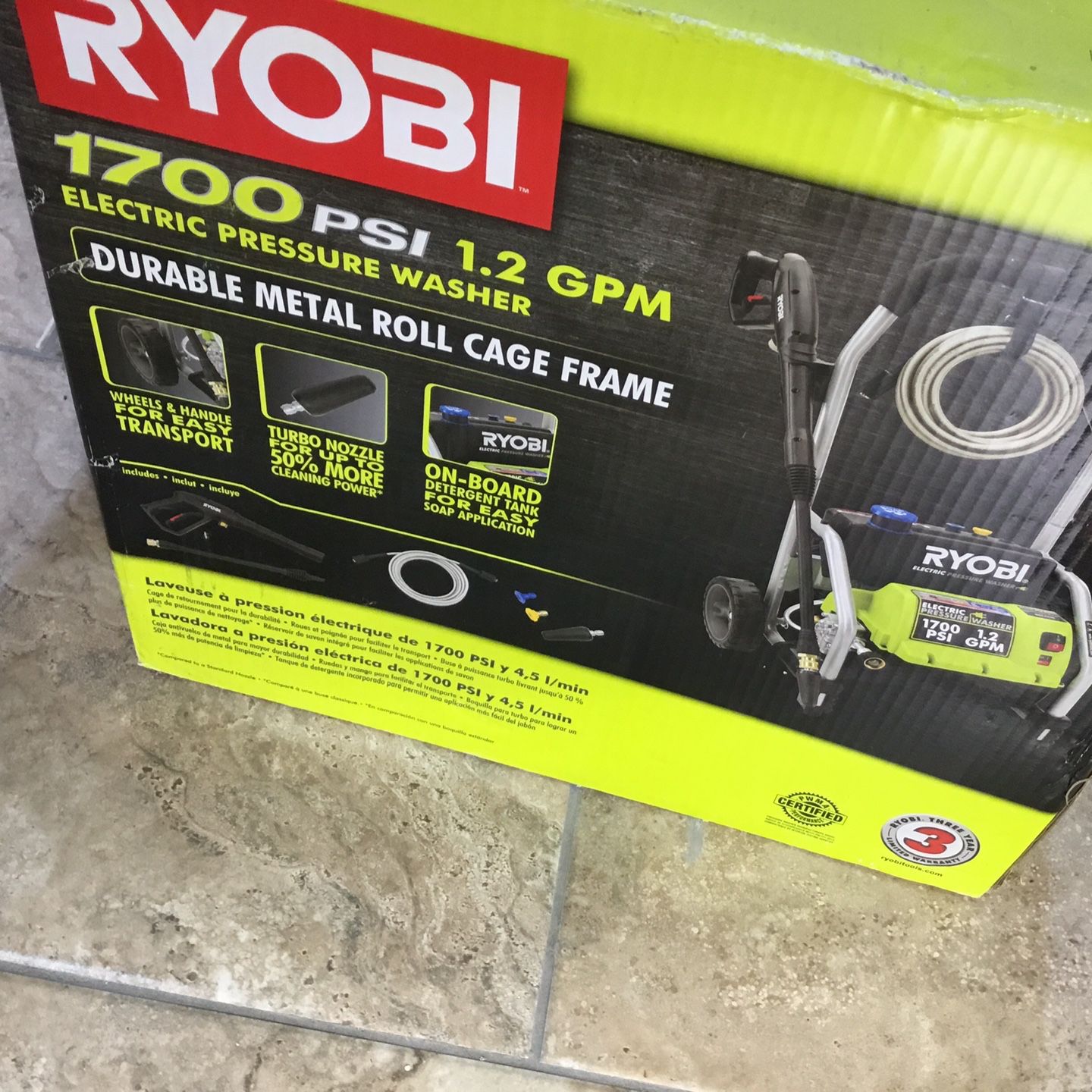 See Pics Brand NEW in Box Ryobi 1700 PSI Pressure Washer on Large