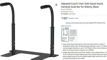 THOOUM Couch Stand Assist Grab Bar, Black