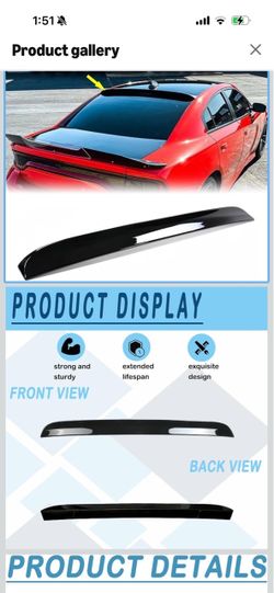 Rear Window Roof Spoiler for Dodge Charger 2011-2024, Dodge Charger Accessories Wing Spoiler for SRT Hellcat, Scatpack, R/T, GT, SXT, SE, Enforcer, Da
