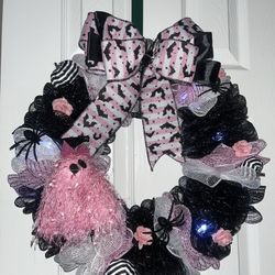 Pink Halloween Wreath