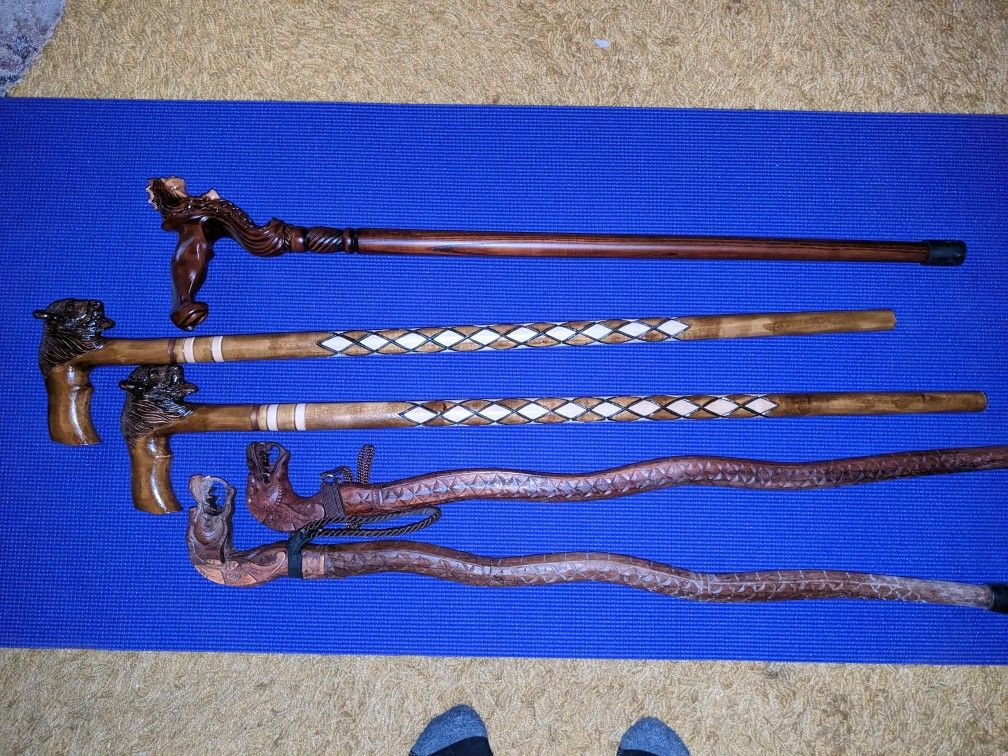 Ukrainian Hand carved Wooden Canes
