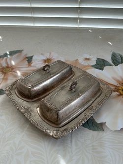Double butter/glass tray with lid