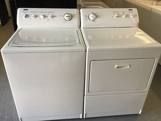 Used kenmore Elite heavy duty washer and dryer set. 1 year warranty