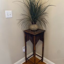 Bamboo Table and Artificial Plant Decor 