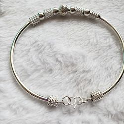 Sterling Silver Plated Beaded Bracelet 