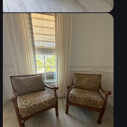 Tommy  bahama carved , pineapple on the back sitting chairs