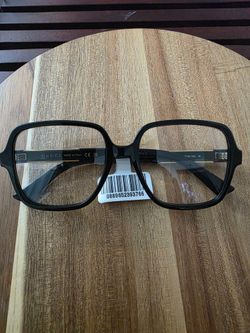 GUCCI GG1193O 001 black square optical frames with gold-tone accents.#1010