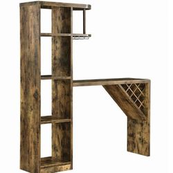 Rustic 5 Shelf Bar Table with Storage