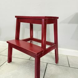 Handmade Red Stepping Stool Planter Kitchen Helper