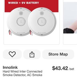 Innolink Hard Wired Inter Connected Smoke Detector, AC Smoke Alarm with DC 9V Backup Battery, ETL-9th Listed Fire Alarm, 2-Packs