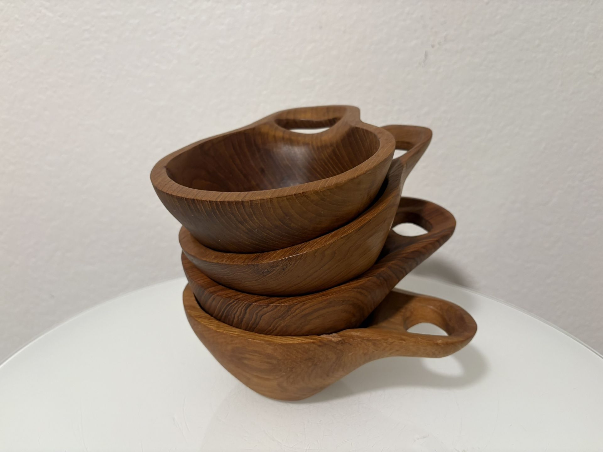 Set of 4 Teak Bowls with Handles