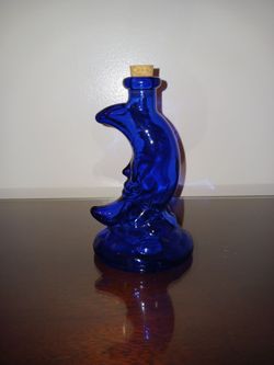 Small Dark Cobalt Blue Moon Bottle