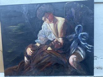 Saint Francis supported by an angel replica